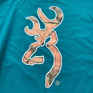 browning large teal and pink buck shirt